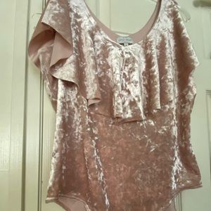 Lucky Brand Blush Pink Crushed Velvet Bodysuit